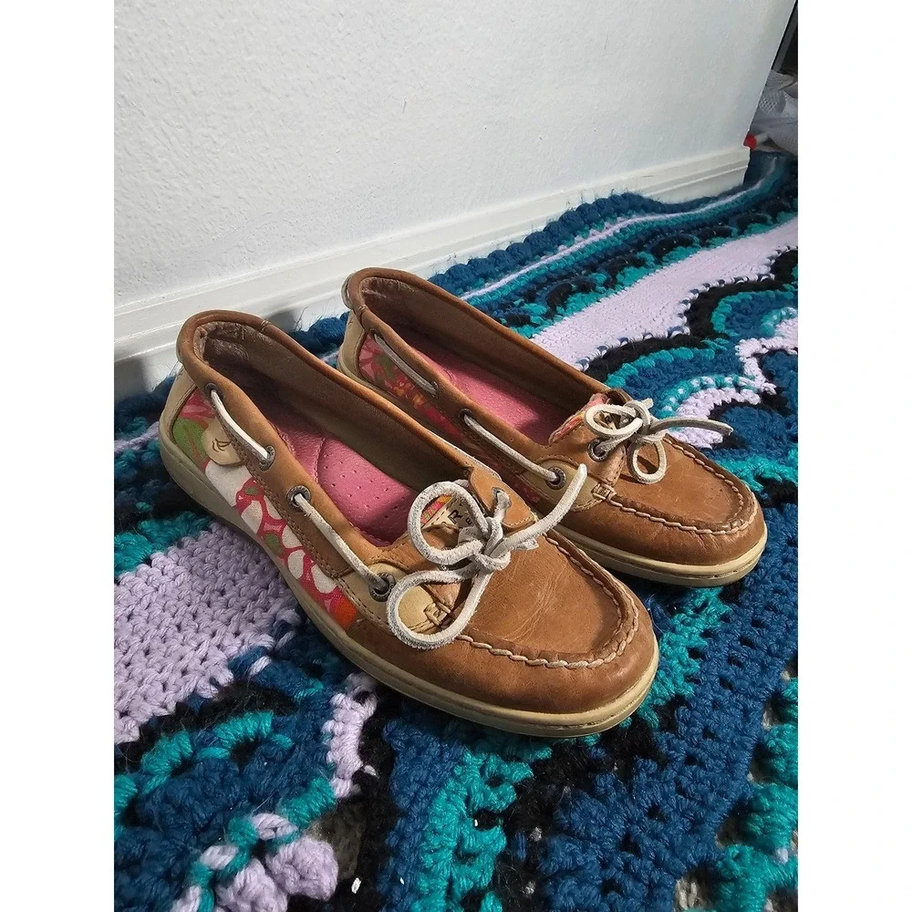Sperry Top‎ Sider Angelfish Colorful Floral Slip On Boat Shoes Women's Size 7